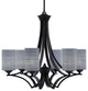 Zilo 6 Light Chandelier, Matte Black Finish With 4" Gray Matrix Glass