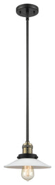 Halophane 1-Light Mini Pendant, Black Antique Brass, Matte White Halophane