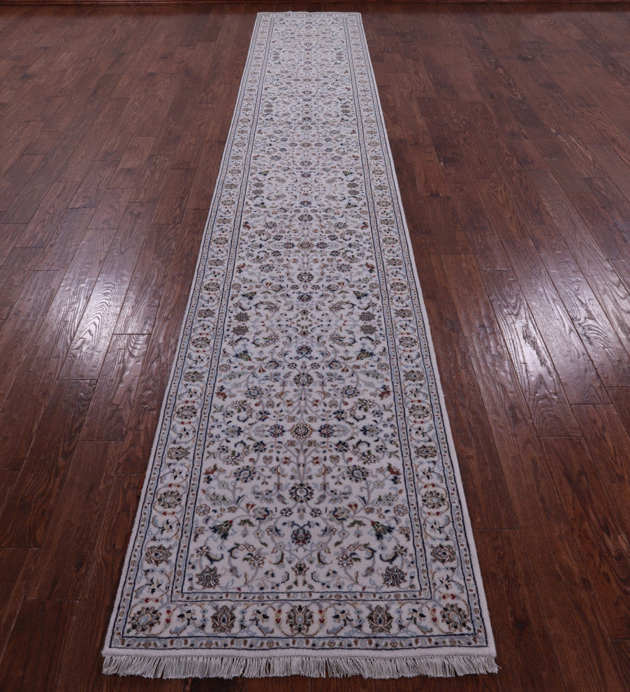 Runner Persian Nain Handmade Wool & Silk Rug 2' 9" X 16' 4" - Q14759
