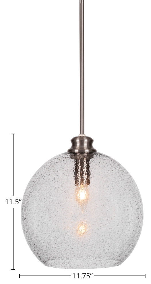 Kimbro 1-Light Stem Hung Pendant, Brushed Nickel/Smoke Bubble
