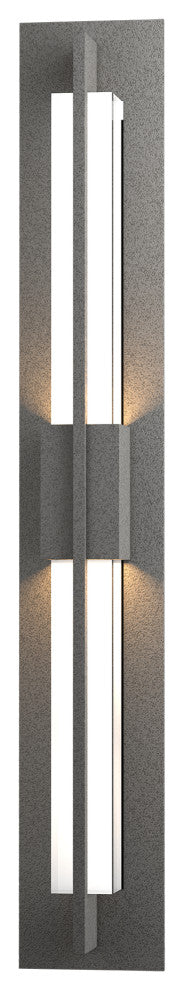 Double Axis LED Outdoor Sconce, Coastal Natural Iron Finish, Clear Glass