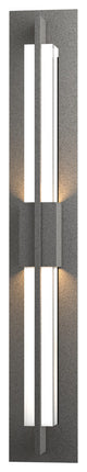 Double Axis LED Outdoor Sconce, Coastal Natural Iron Finish, Clear Glass