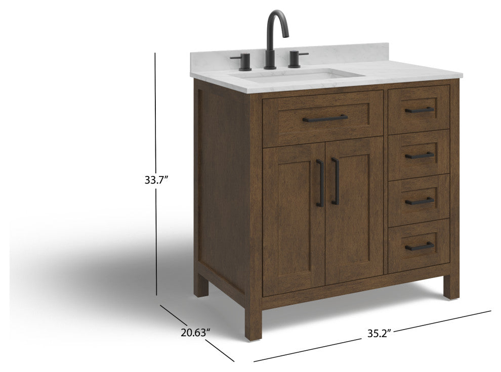 The Oswald Bathroom Vanity, Almond Latte, 36", Single Sink, Freestanding