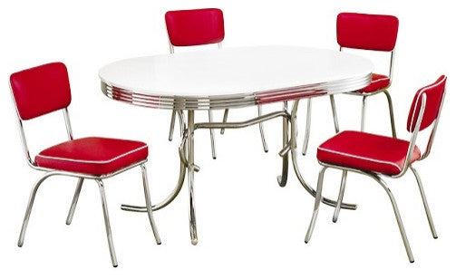 At the Hop Retro Dinette Set, Red Chairs