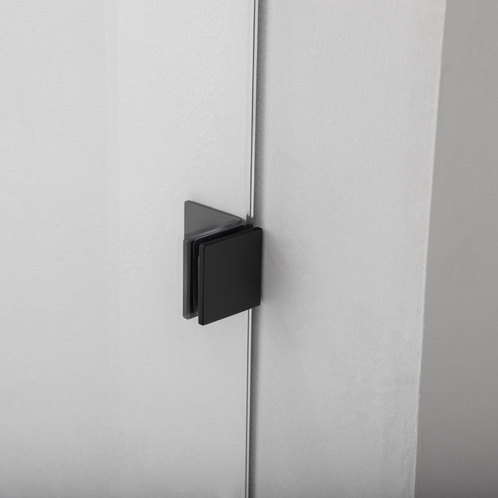 Villena Rectangle Single Sliding Frameless Shower Enclosure, Matte Black, 60"