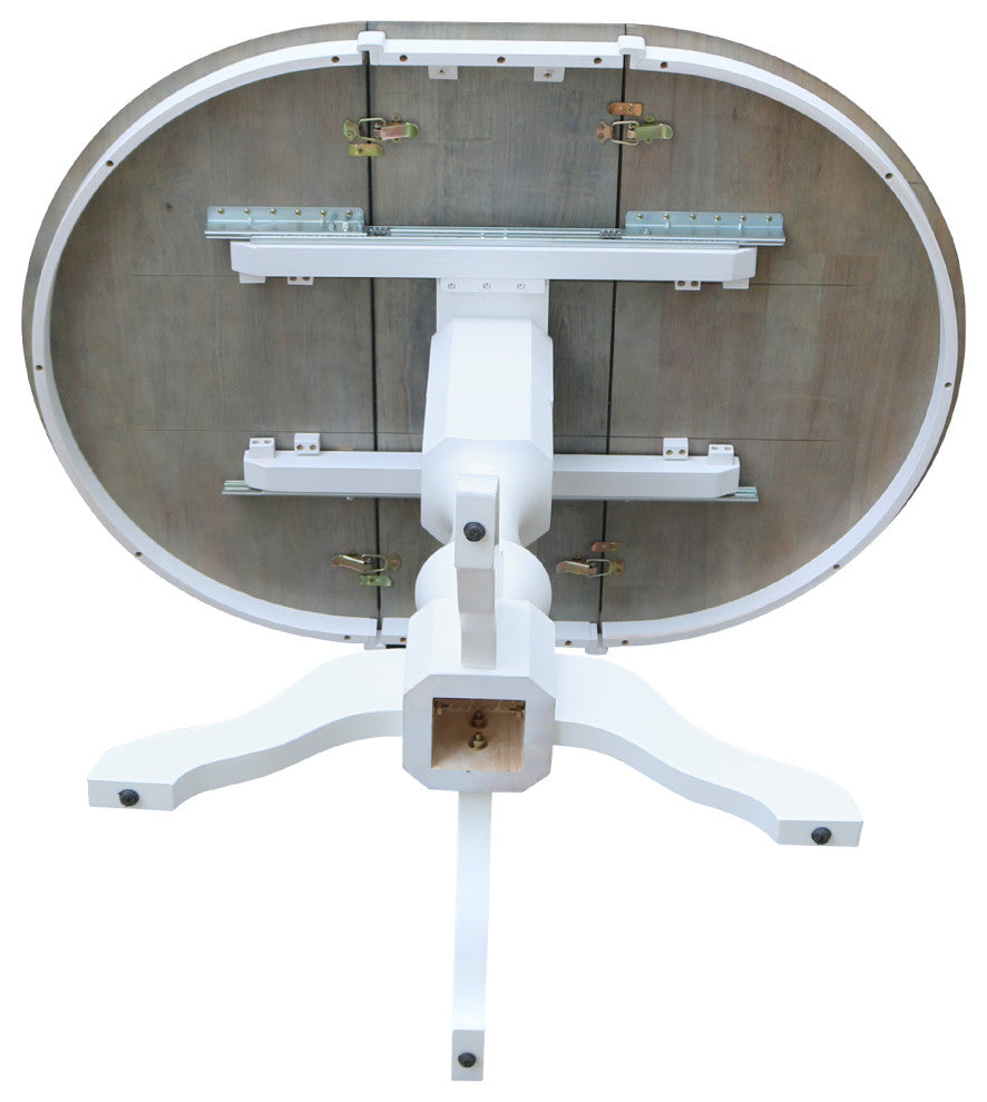 36" Round Top Pedestal Counter Height Dining Table with 12" Leaf