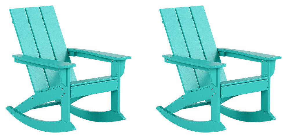 WestinTrends Set of 2 Modern Adirondack Outdoor Rocking Chairs, Turquoise