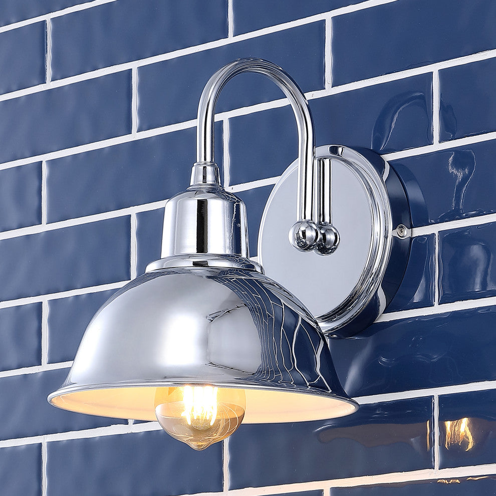 Frisco Farmhouse Industrial Iron LED Vanity, Chrome, Number of Heads: 1