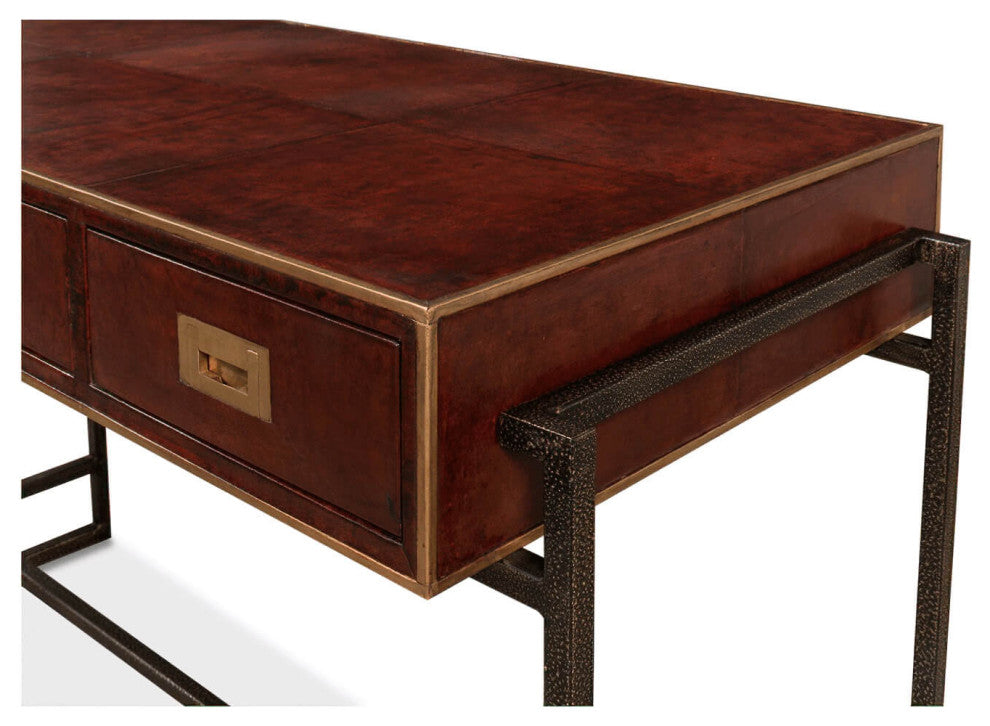 Modern Industrial Leather Desk