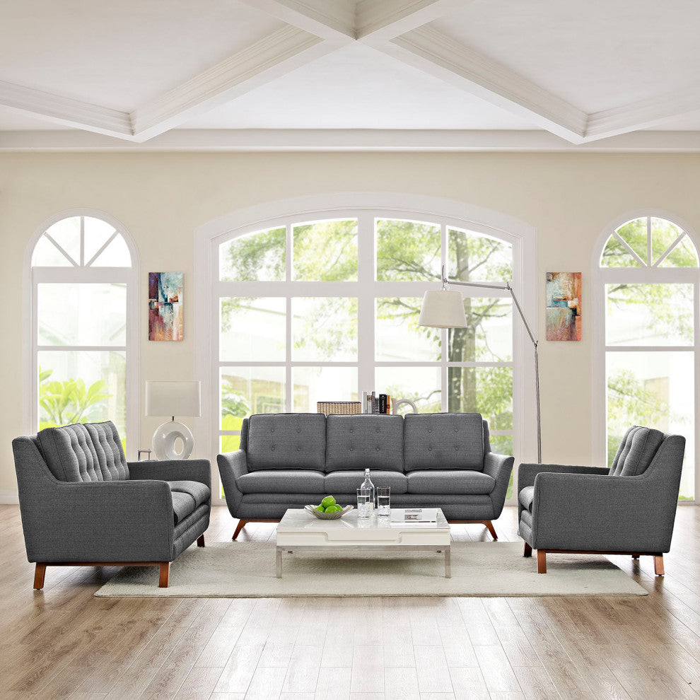 Gray Beguile Living Room Set Upholstered Fabric Set of 3