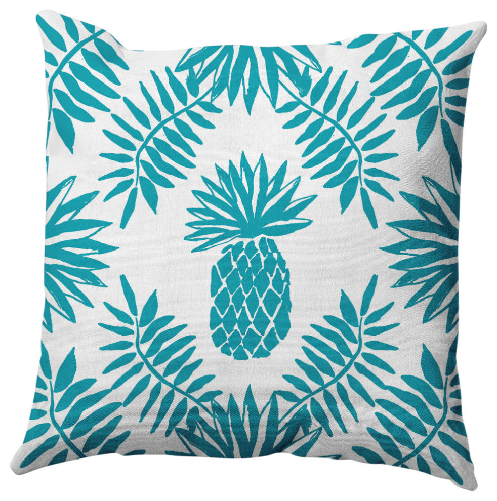Pineapple Leaves Decorative Throw Pillow, Explorer Blue, 16"x16"