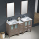 Torino 60" Gray Oak Modern Double Sink Bathroom Vanity, Faucet FFT3071CH