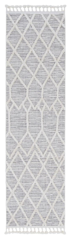 KAS Willow 1102 Ivory Gray Honeycomb Area Rug, 2'2"x7'6" Runner