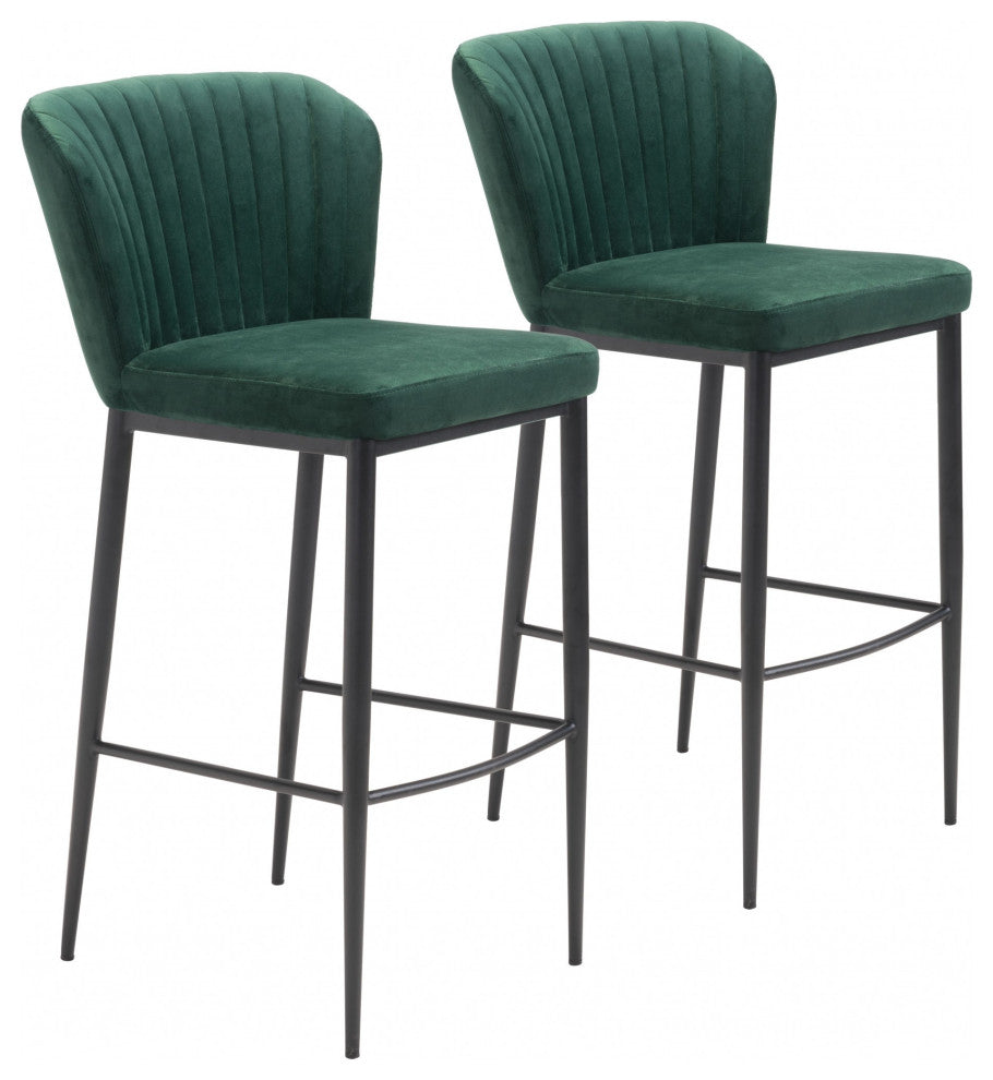 Set of Two Forest Green Sea Shell Bar Chairs