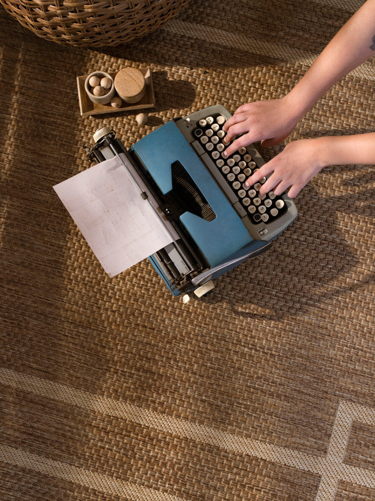 Outdoor Collection Oriental Area Rug - UV Safe Rug, Neutral, 7'10"x10'