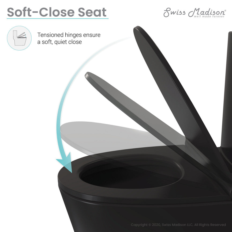St. Tropez Elongated Toilet, Dual Vortex Flush, Matte Black