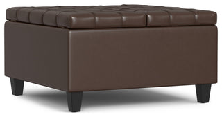 Harrison Small Square Coffee Table Storage Ottoman, Chocolate Brown