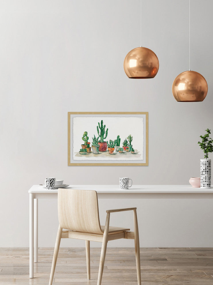 "Potted Cacti" Framed Painting Print, 36"x24"