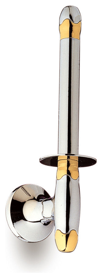 Secret Bath, Chrome And Gold Vertical Toilet Roll Holder, Filigrana Collection