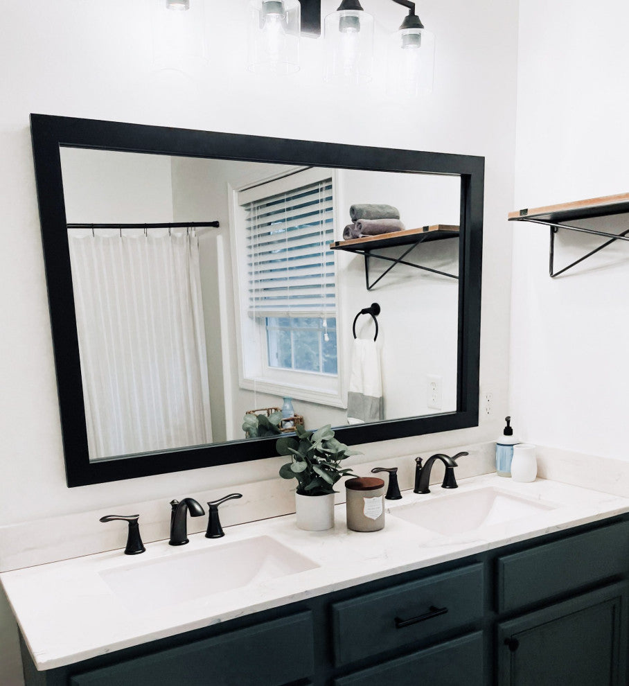 Meade Framed Wall Mirror, Black, 36"x42"