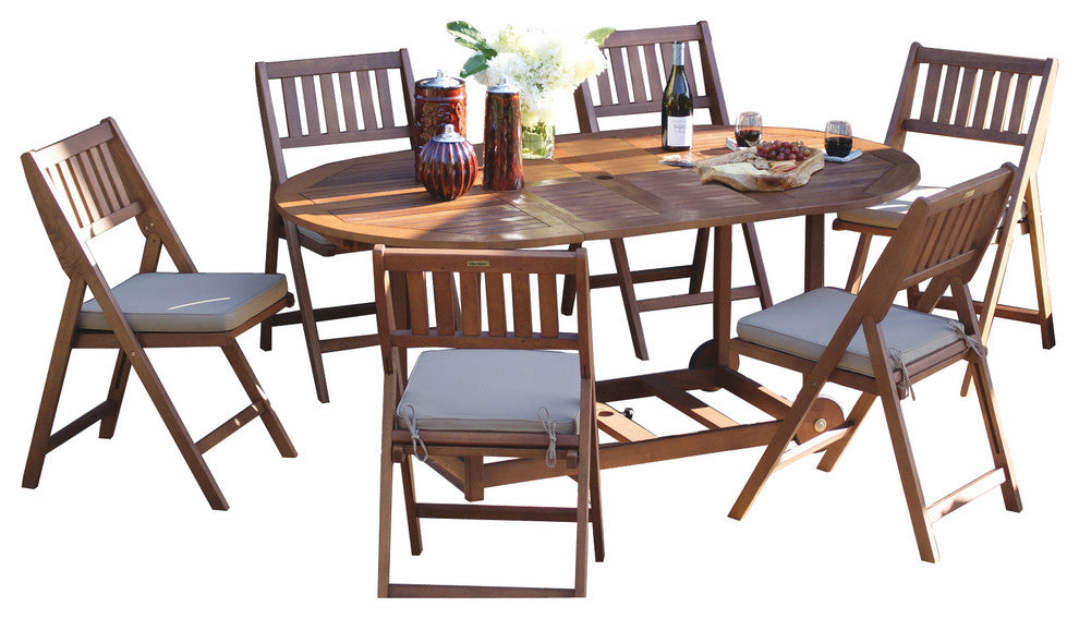 Coronado 7-Piece Wood Fold and Store Dining Set