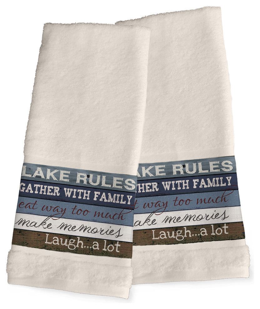 Laural Home Lake Rules Hand Towels, Set of 2