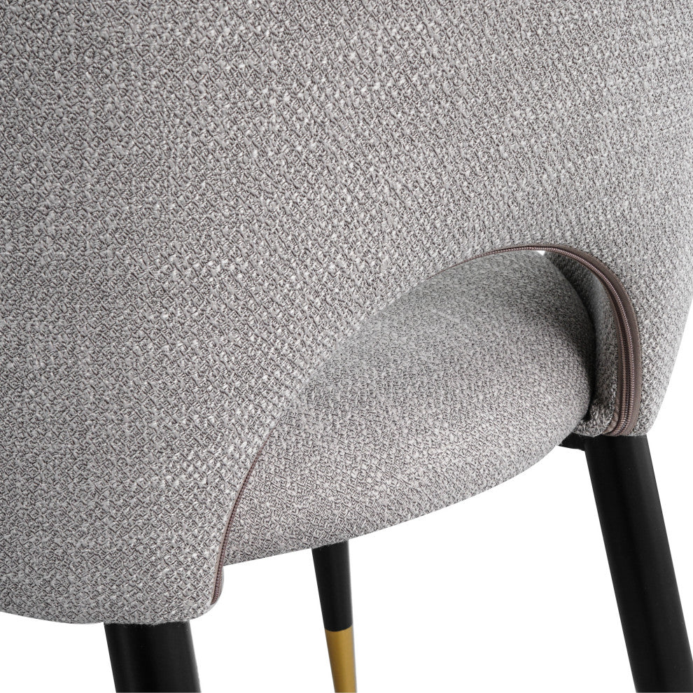 2-set Nordic Style Meta Dining Chairs, Metal Legs, Beige