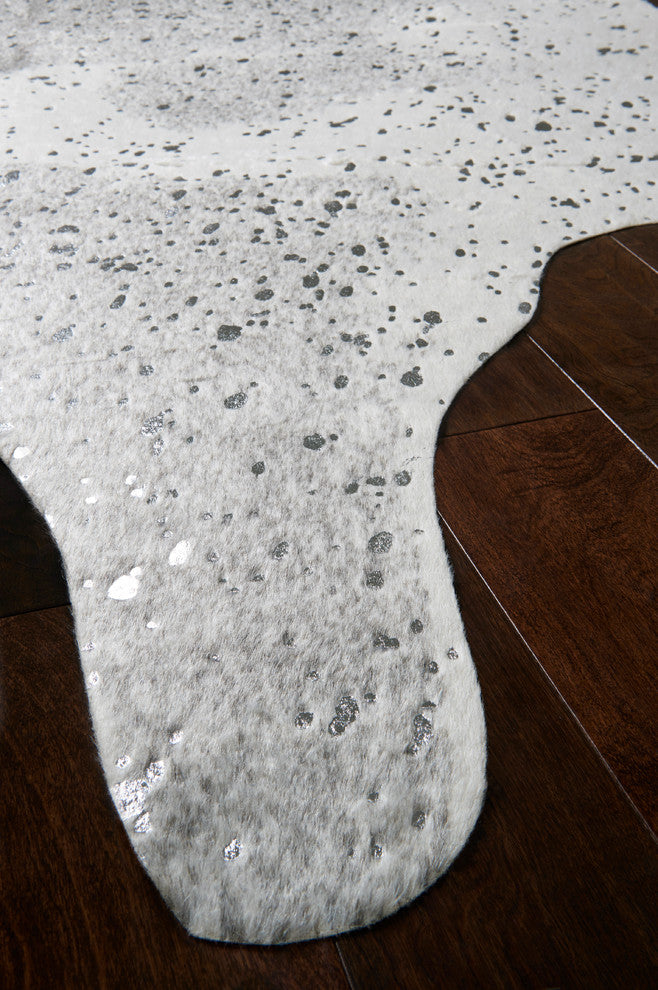 Gray, Silver Faux Cowhide Bryce Area Rug by Loloi II, 3'10"x5'