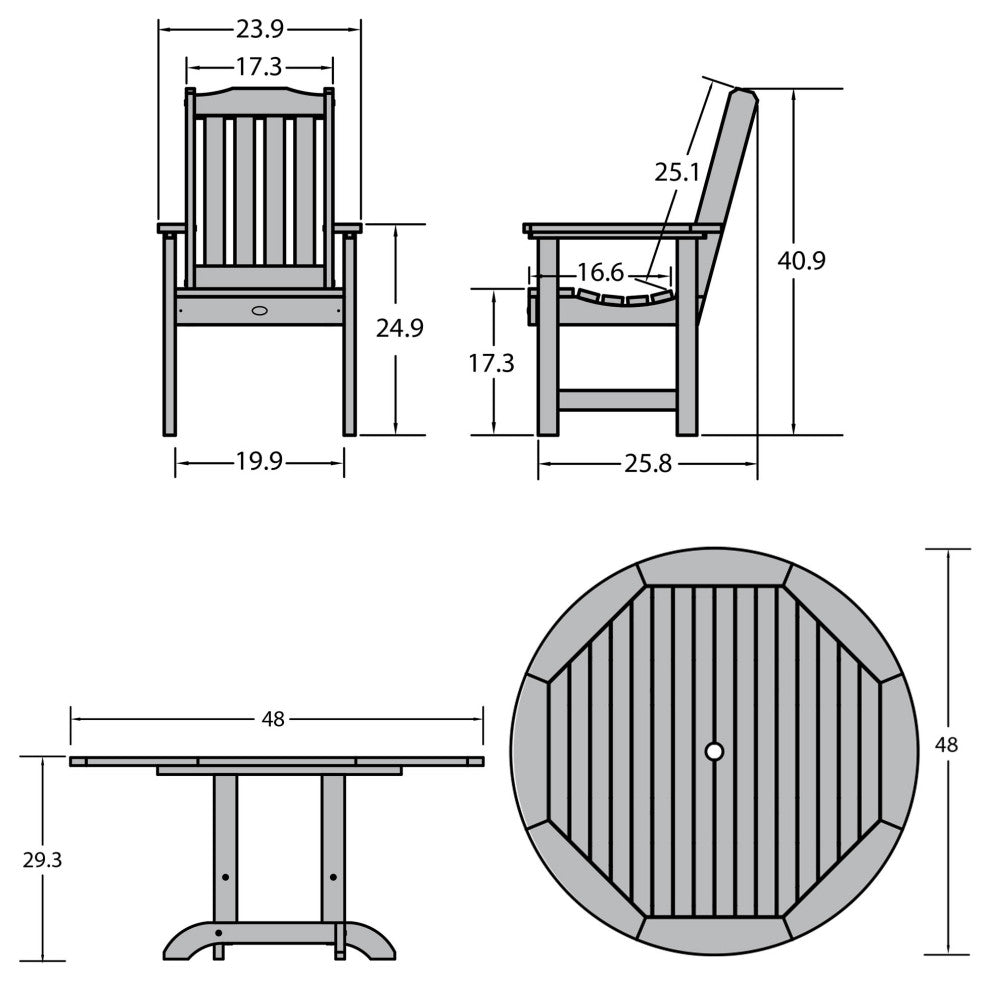 Springville 5-Piece Round Dining Set, Weathered Acorn, Black
