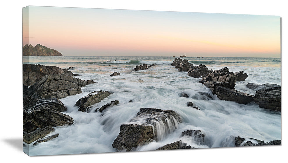 "Bay of Biscay Spain Seashore" Extra Large Wall Art Landscape, 1 Panel, 60"x28"