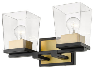 Z-Lite 475-2V Bleeker Street 2 Light 14"W Bathroom Vanity Light - Matte Black /