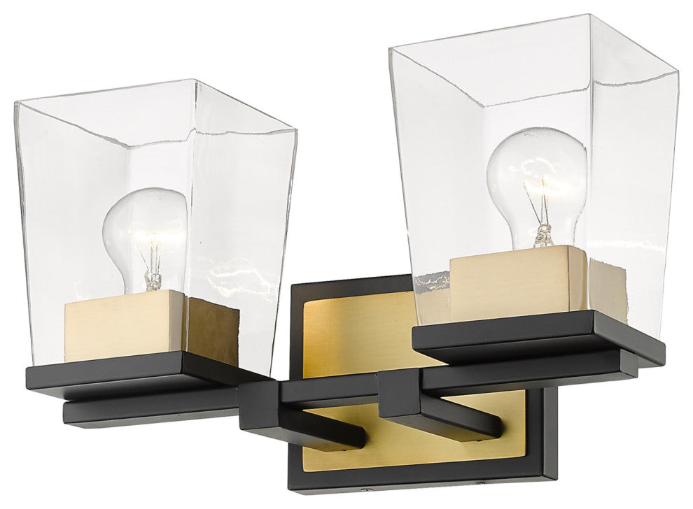 Z-Lite 475-2V Bleeker Street 2 Light 14"W Bathroom Vanity Light - Matte Black /