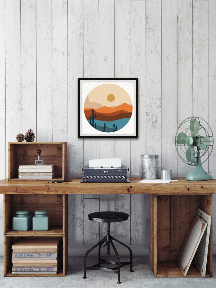 "Cactus on Cliffside" Framed Painting Print, 24x24