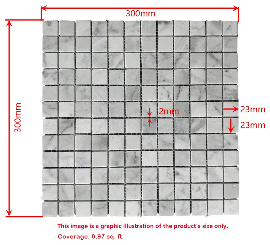 Carrara White Nero Marquina Marble 1x1 Checkerboard Mosaic Tile Polish, 1 sheet