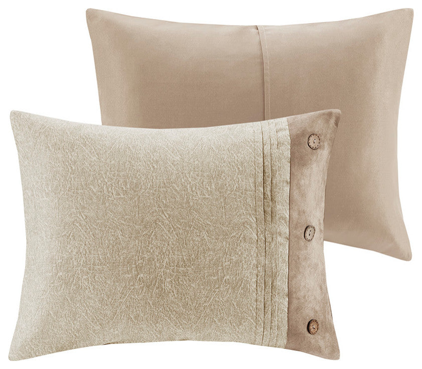 Madison Park Boone Lodge Cabin Microsuede 7-Piece Comforter Set, Taupe, Queen