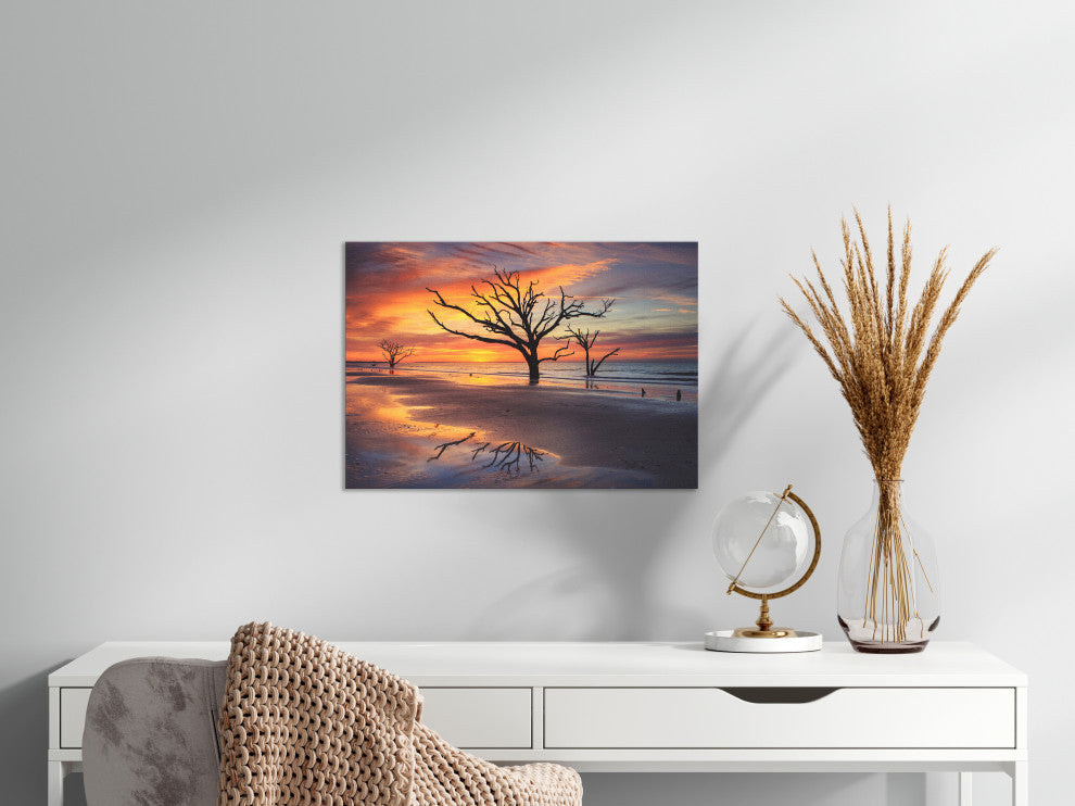 Sunrise & Trees At Edisto Island Coastal Landscape Photo Canvas Wall Art Print, 24" X 36"