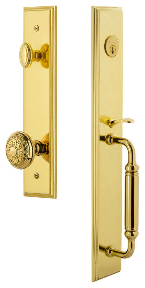 Carre' 1-Piece Dummy Handleset, C Grip and Windsor Knob, Lifetime Brass, 849225