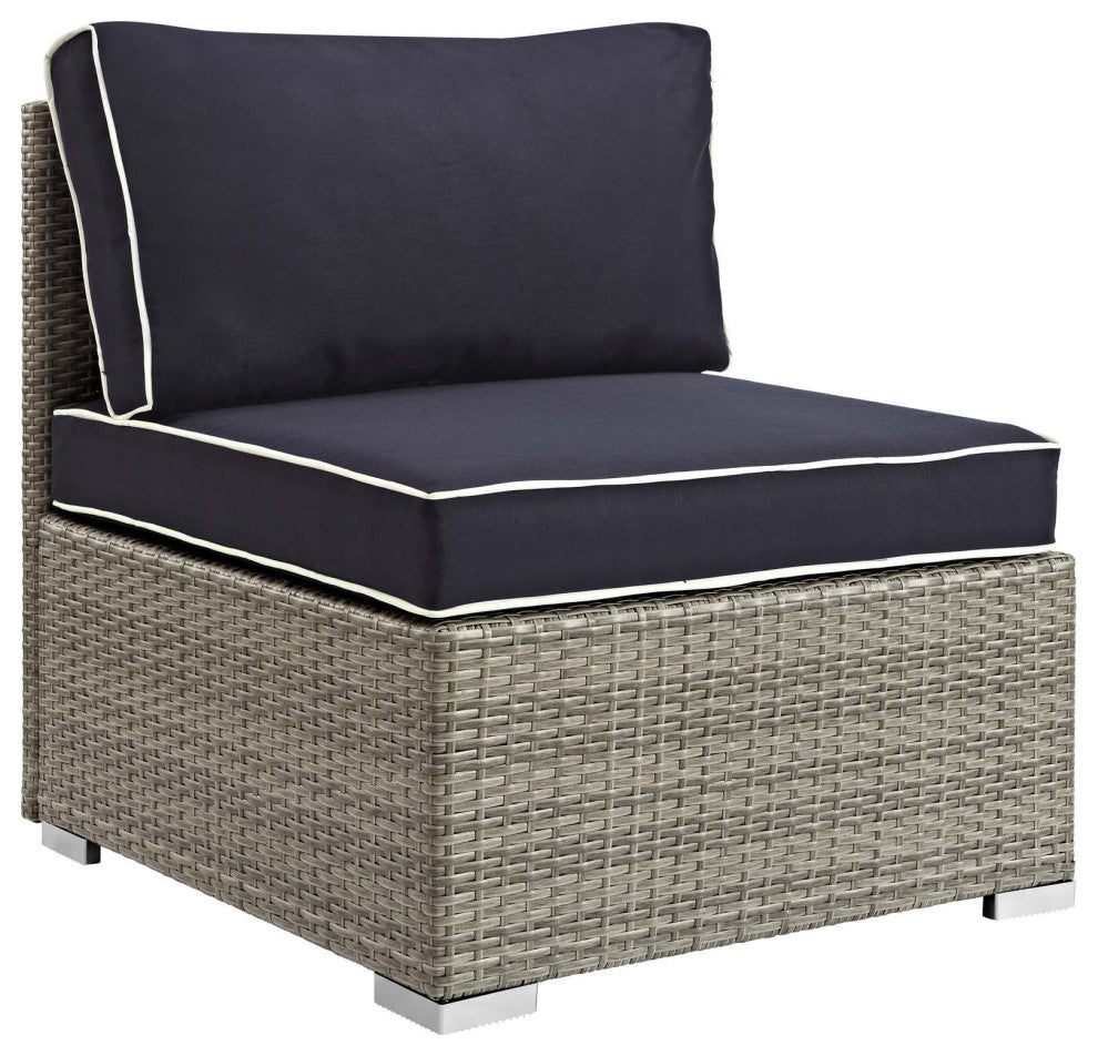 Light Gray Navy Repose Outdoor Patio Armless Chair