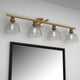 Light Vanity Light, Satin Gold With Clear Seedy Glass, Satin Gold, 4 Light