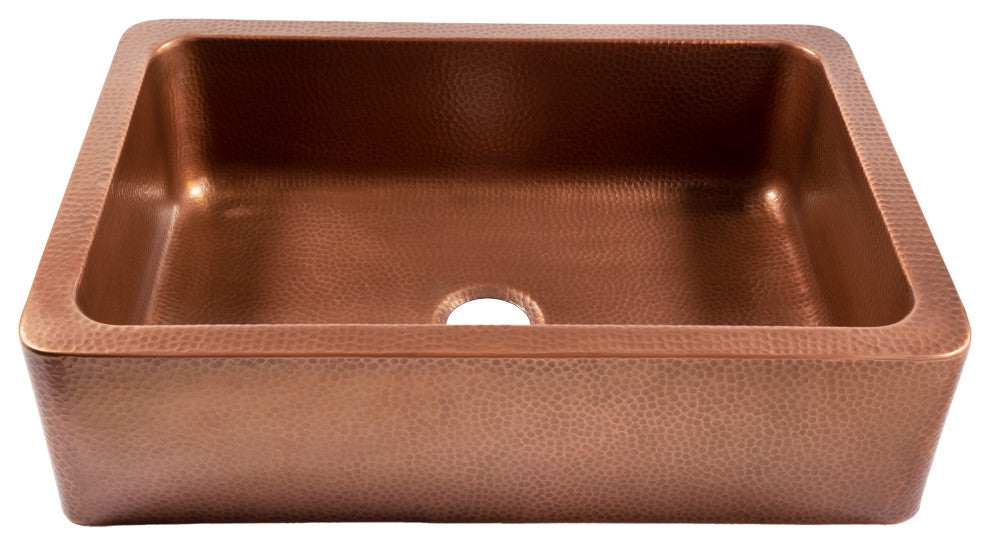 Adams Copper 33" Single Bowl Farmhouse Apron Front Undermount Kitchen Sink