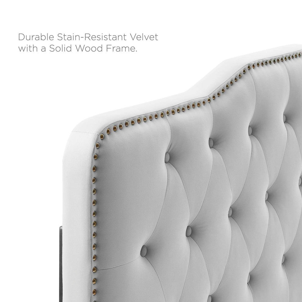 Sophia Tufted Performance Velvet Twin Headboard Light Gray