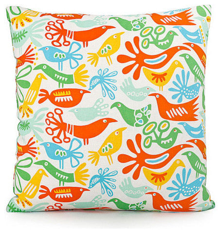 Yellow And Orange Bird Throw Pillow Cover, 20"x20"