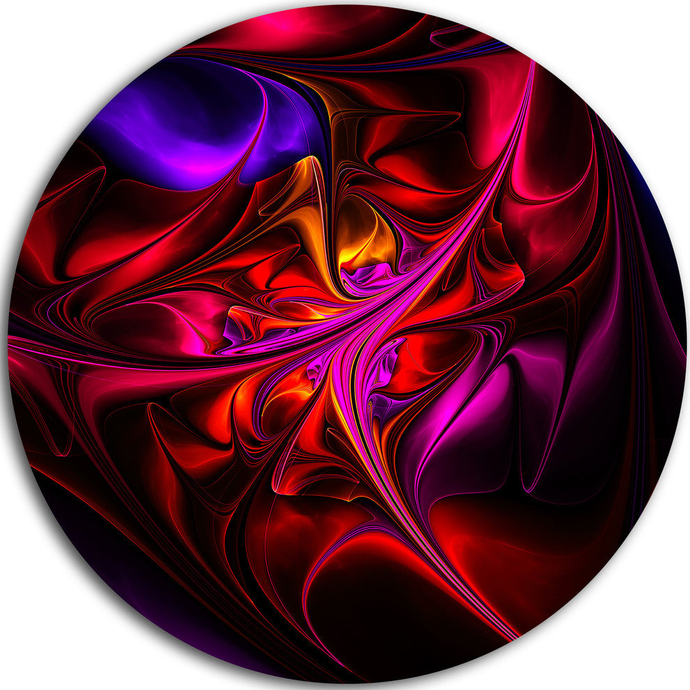 Multi-Colored Magenta Stained Glass, Floral Round Wall Art, 23"