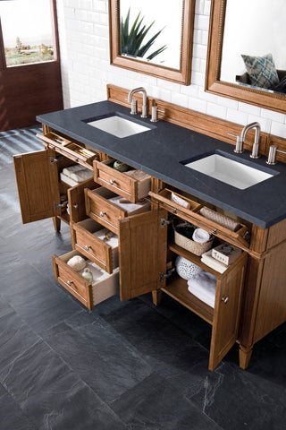 Brittany 72" Saddle Brown Double Vanity, Charcoal Soapstone Quartz Top