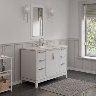Elizabeth 48" Single Sink Carrara White Marble Vanity, Pure White