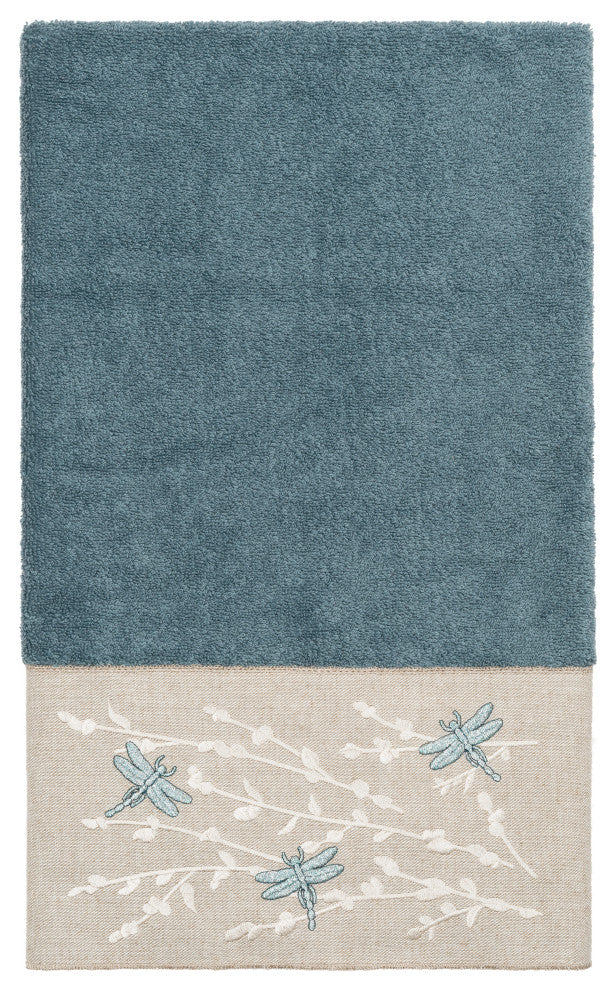 Linum Home Textiles Turkish Cotton Braelyn 3-Piece Embellished Towel Set, Teal