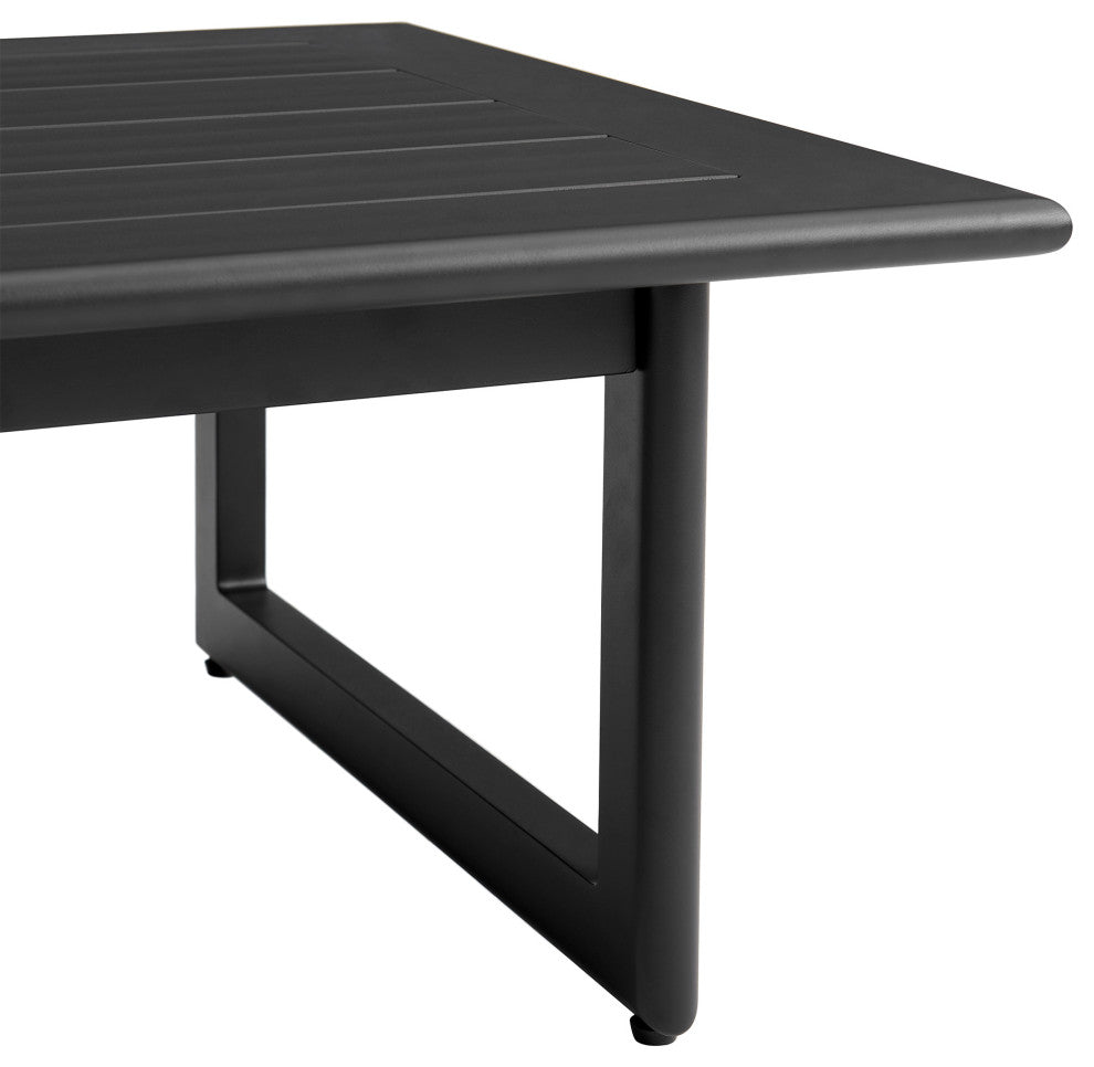 Cayman 4-Piece Black Aluminum Outdoor Seating Set With Dark Gray Cushions