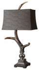 Stag Horn Dark Shade Table Lamp By Designer Carolyn Kinder