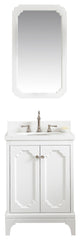 24" Wide Pure White Single Sink Quartz Carrara Bathroom Vanity