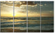 Dark Beach and Waves At Sunset, Beach Photo Canvas Print, 48"x28", 4 Panels